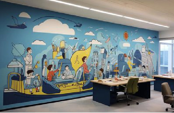 宁明办公室墙绘的特点。